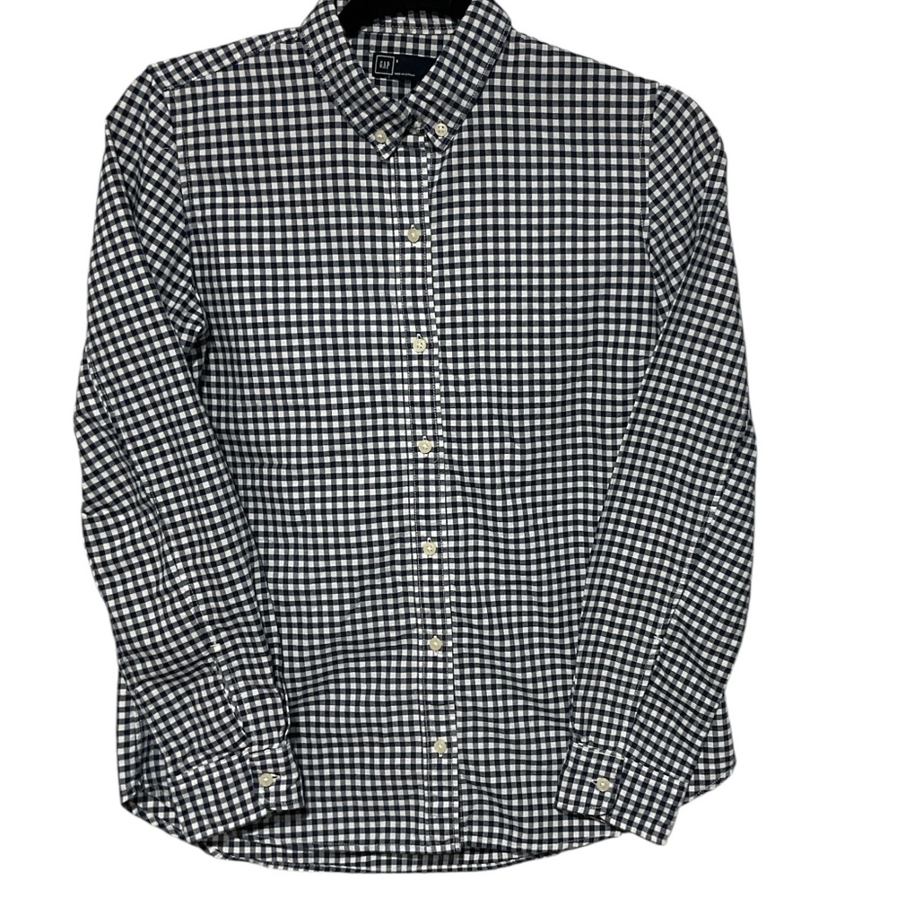 GAP Blue & White Checkered Button Down Shirt In Women's Size S